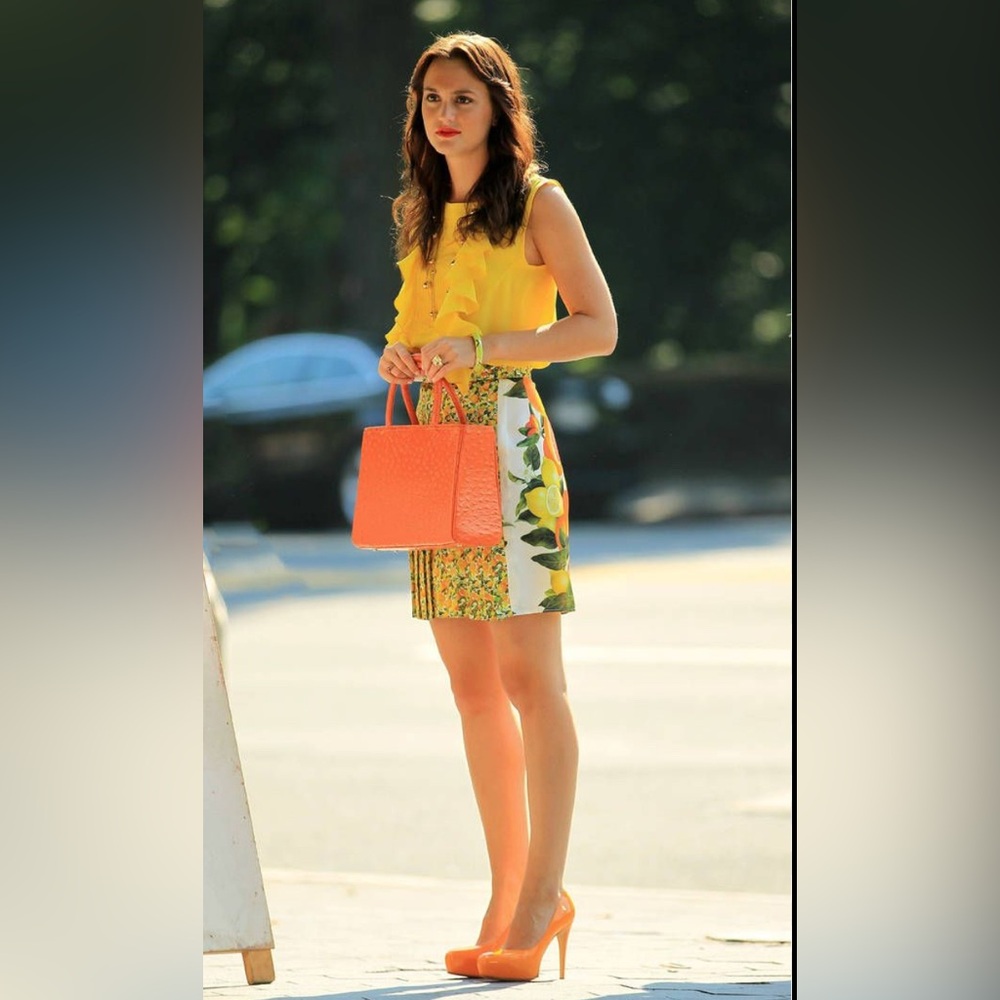 Brian Atwood Orange Patent Leather Heels ASO Blair Waldorf Size 42